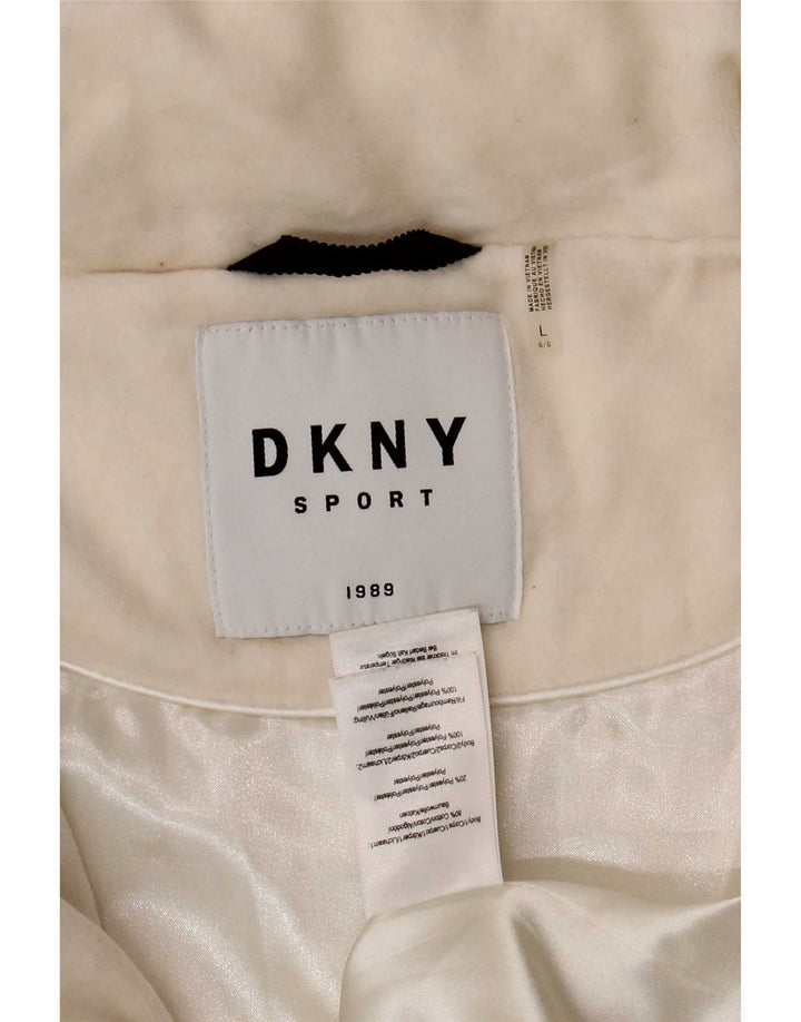 Dkny Ženska grafička podstavljena jakna UK 16 Veliki bijeli pamuk