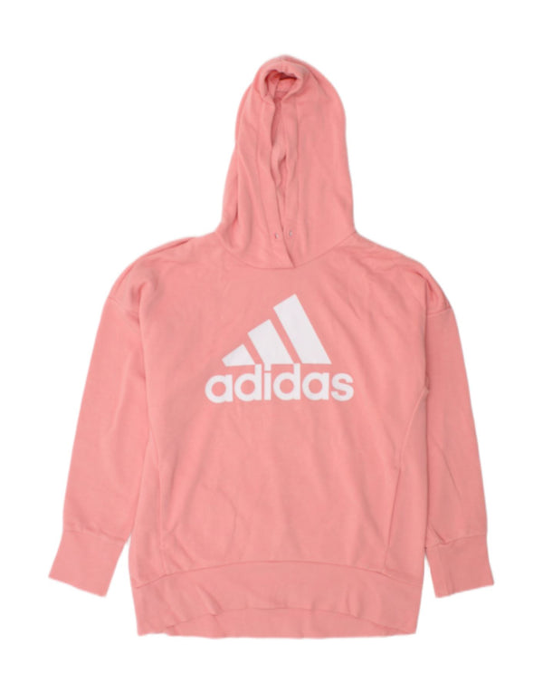 Adidas Womens Graphic Hoodie Jumper UK 12/14 Medium Pink Cotton