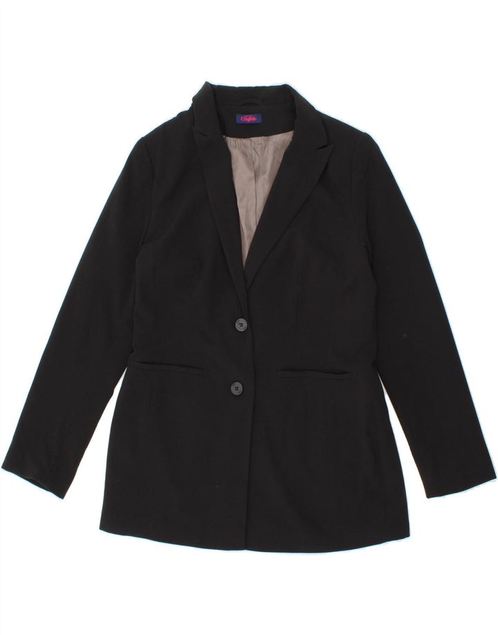 BUFFALO Womens 2 Button Blazer Jacket UK 16 Large Black Polyester Vintage Buffalo and Second-Hand Buffalo from Messina Hembry 