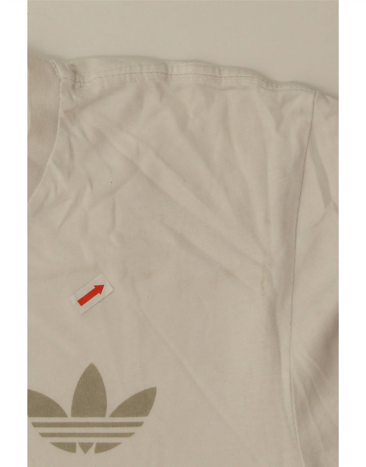 ADIDAS Mens Graphic T-Shirt Top Medium White Cotton Vintage Adidas and Second-Hand Adidas from Messina Hembry 
