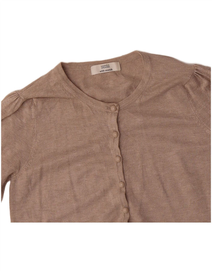 MARKS & SPENCER Womens Cardigan Sweater UK 12 Medium Beige Viscose
