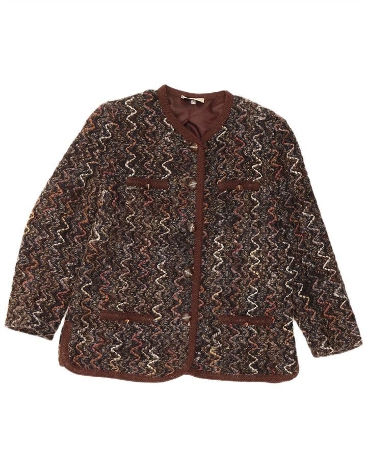 Maglificio Ženska jakna sako s 5 gumba UK 16 Veliki smeđi ševron od vune