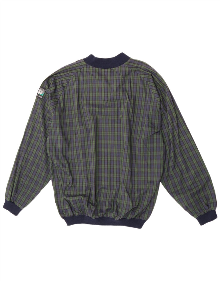 Vintage muški pulover, gornji dio trenirke XL tamnoplavi karirani poliester