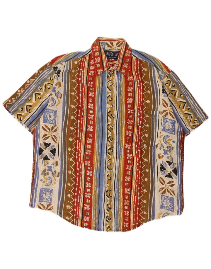 Vintage muška košulja kratkih rukava srednje raznobojni patchwork pamuk