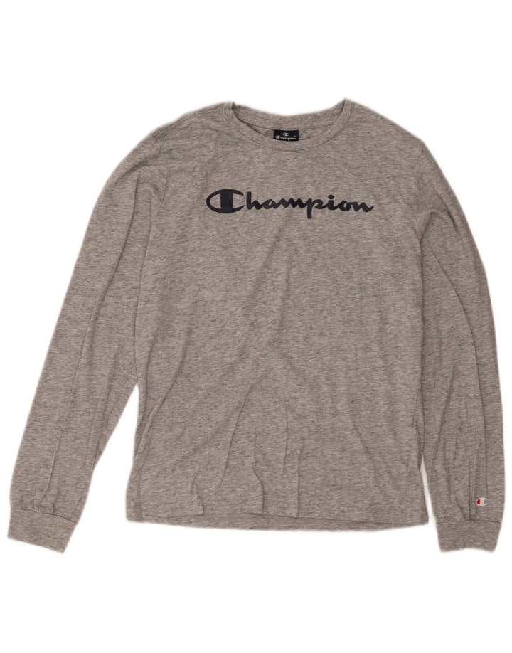 CHAMPION Boys Graphic Top Long Sleeve 15-16 Years 2XL Grey