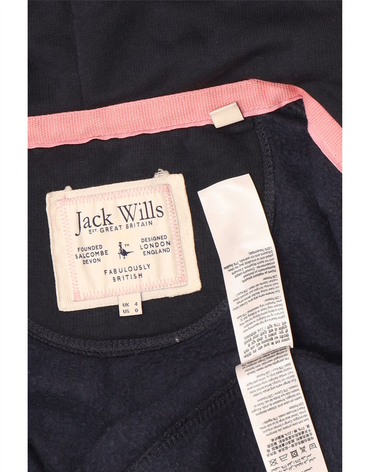 JACK WILLS Ženski pulover s kapuljačom s patentnim zatvaračem UK 4 XS tamnoplavi pamuk