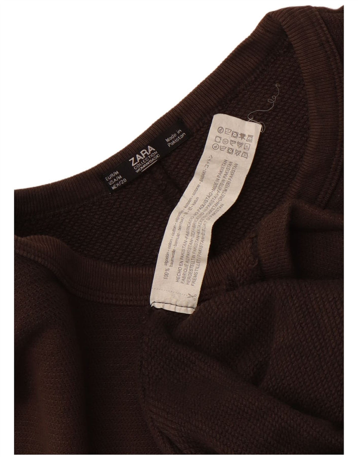 Zara ženska prevelika majica kratkih rukava UK 14 srednje smeđi pamuk