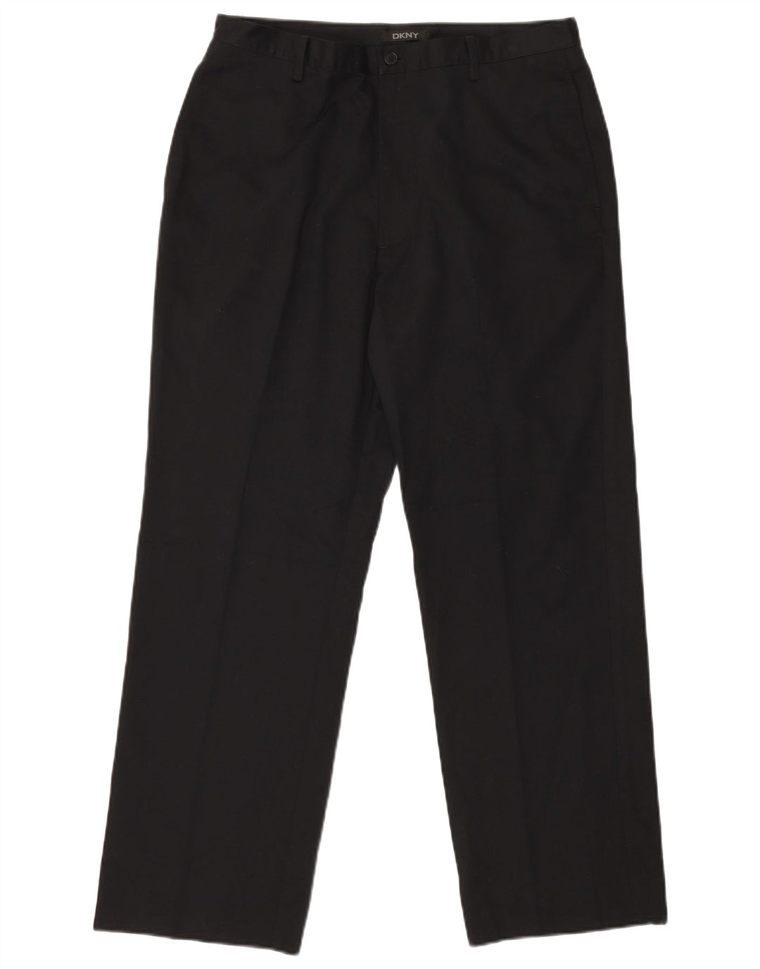 DKNY Mens Straight Chino Trousers W34 L30 Black Polyester