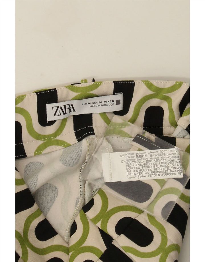 Zara ženske ležerne hlače srednjeg kroja W28 L26 zelene geometrijske boje