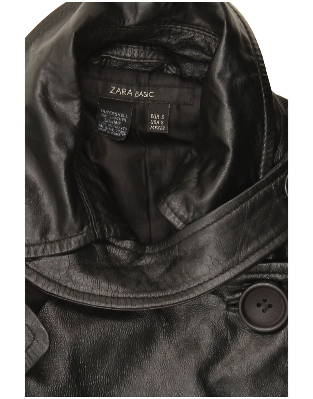 Zara ženski vojnički kožni kaput UK 10 Mali crni kožni