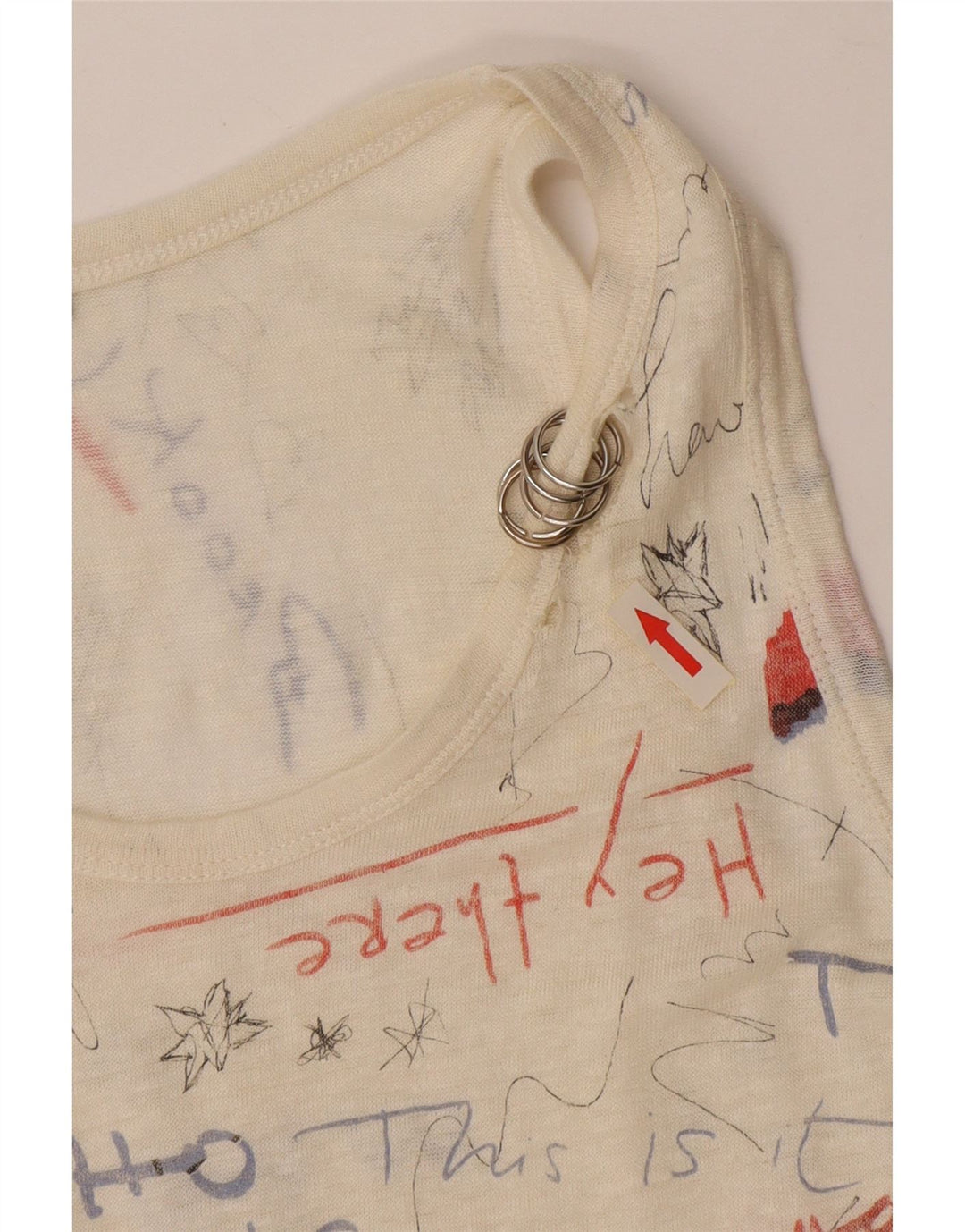 ZARA ženski gornji dio prsluka s grafičkim motivima UK 14 srednje bijele boje