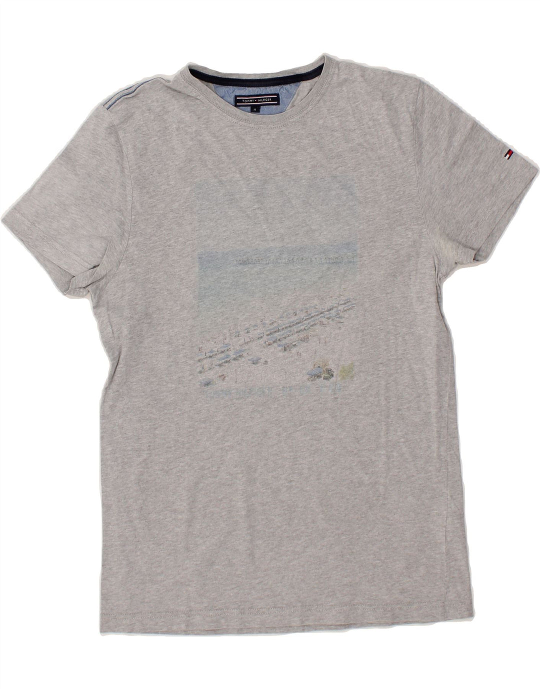 TOMMY HILFIGER Mens Graphic T-Shirt Top Medium Grey Cotton Vintage Tommy Hilfiger and Second-Hand Tommy Hilfiger from Messina Hembry 