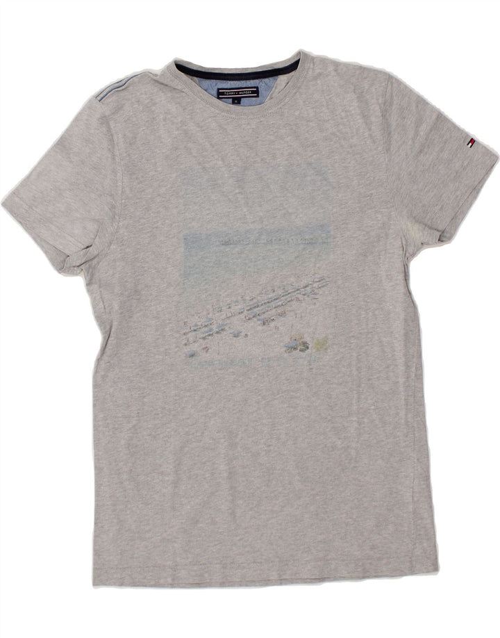 TOMMY HILFIGER Mens Graphic T-Shirt Top Medium Grey Cotton Vintage Tommy Hilfiger and Second-Hand Tommy Hilfiger from Messina Hembry 