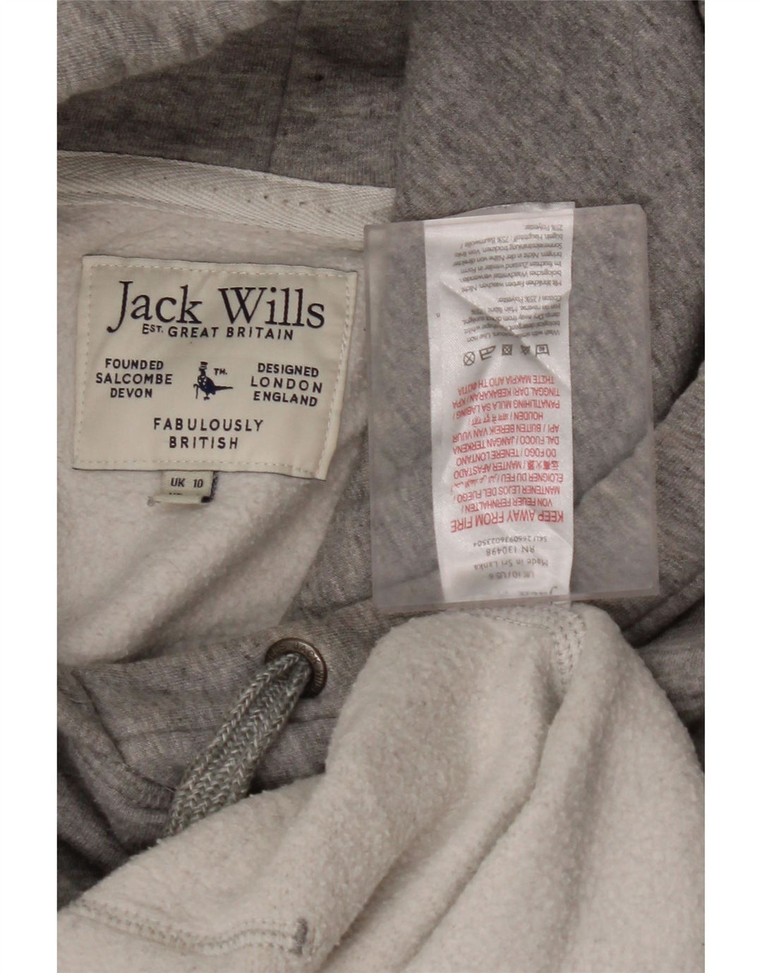 JACK WILLS Ženska velika majica s kapuljačom UK 10 Mali sivi pamuk