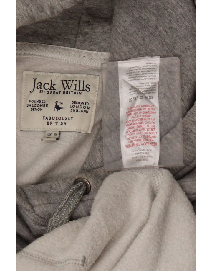 JACK WILLS Ženska velika majica s kapuljačom UK 10 Mali sivi pamuk