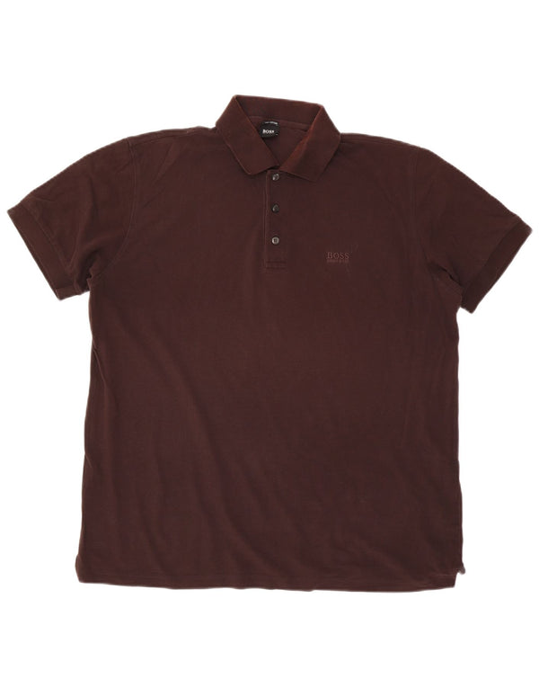 Hugo Boss Mens Polo Shirt Large Brown Cotton
