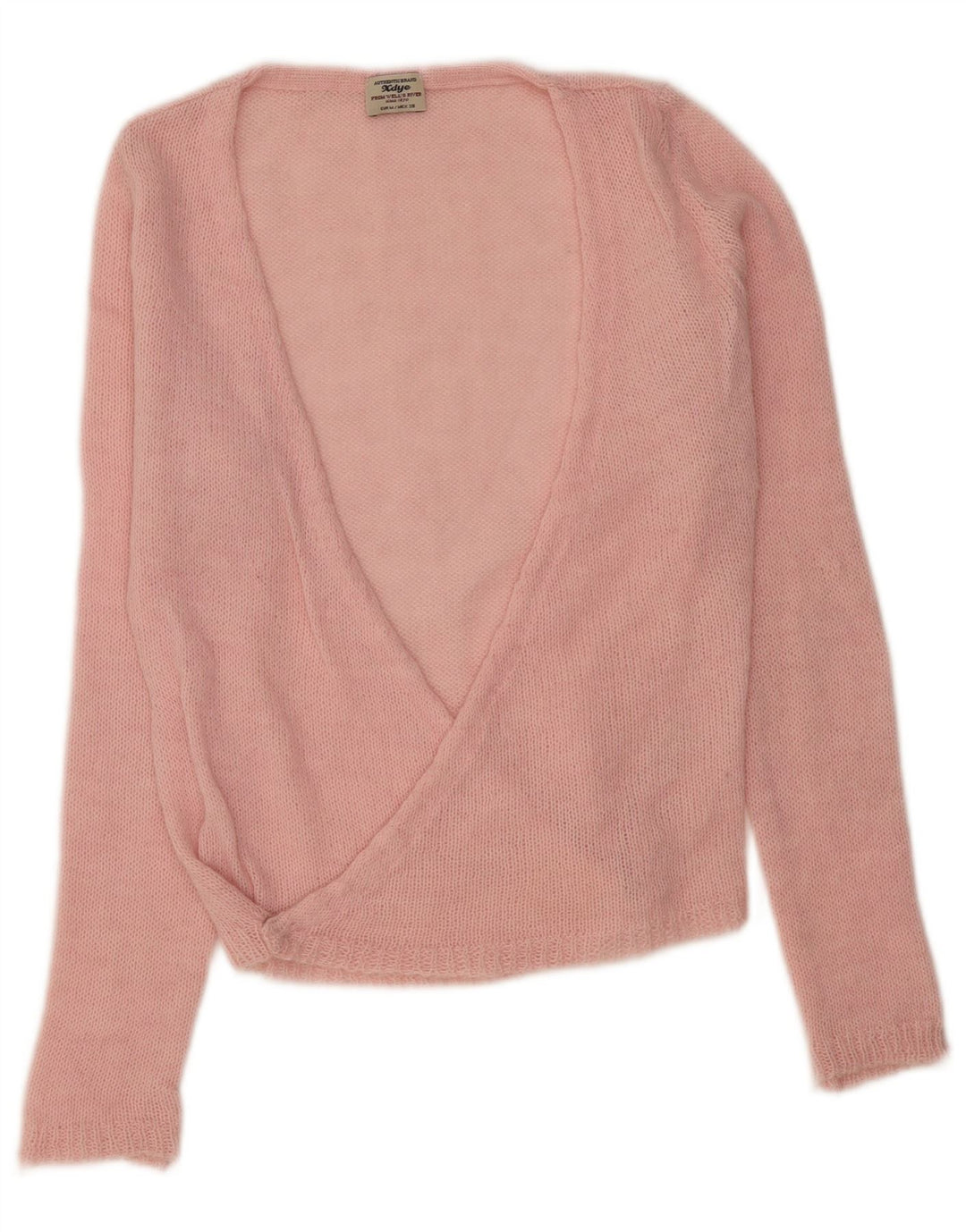 Vintage ženski džemper s V-izrezom UK 12 srednje ružičasta