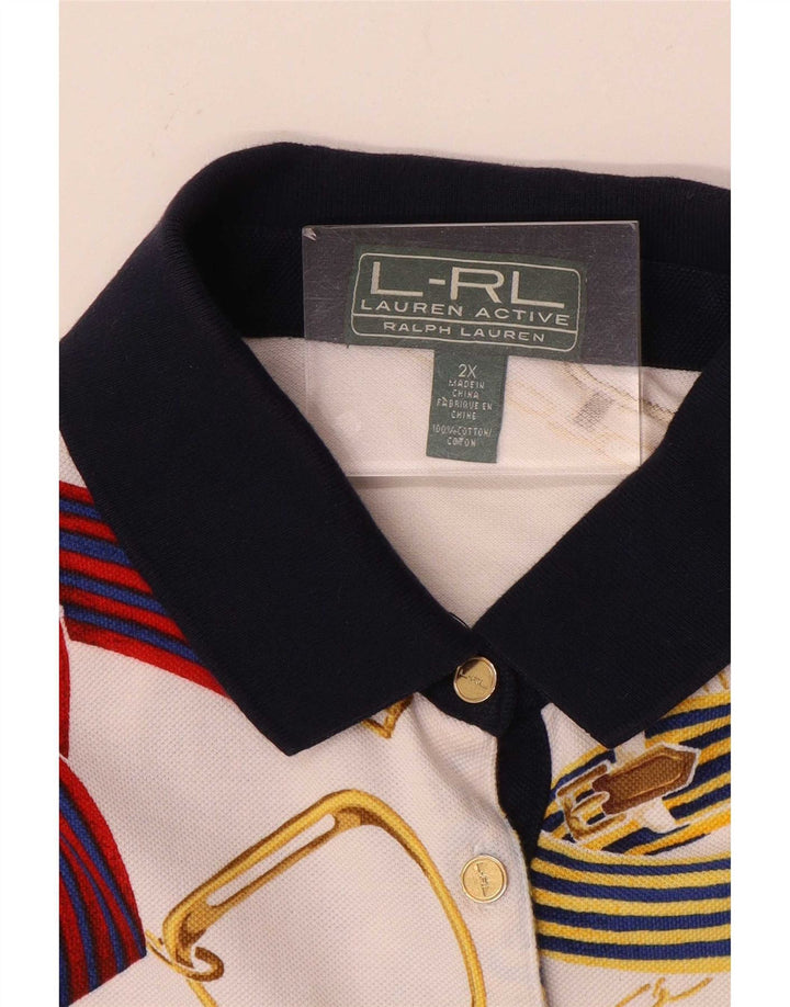 Ralph Lauren ženska polo majica s apstraktnim uzorkom za jahanje 2XL bijeli pamuk