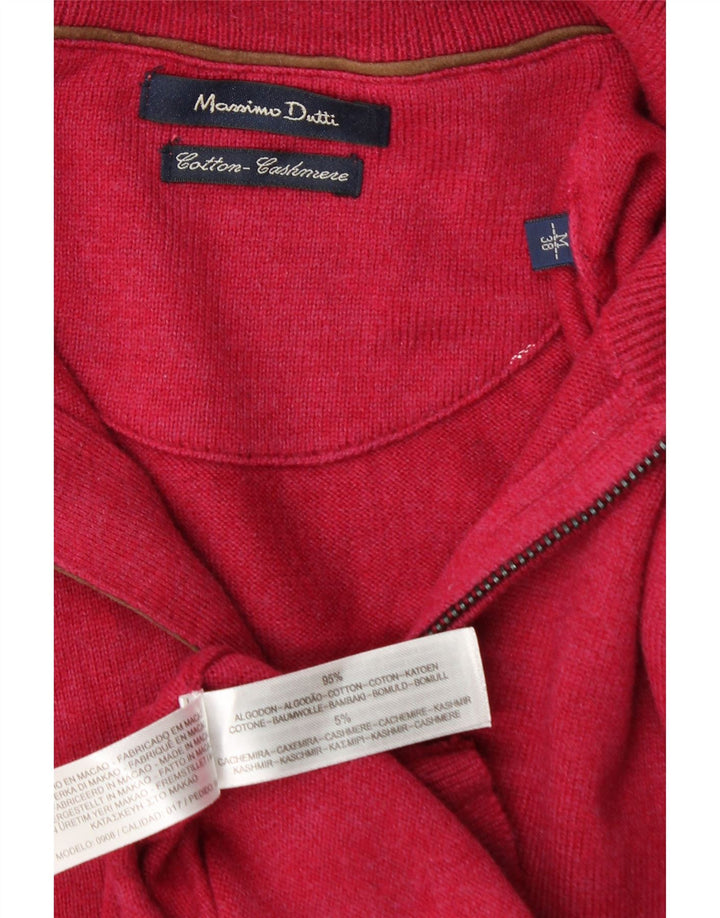 Massimo Dutti muški džemper s izrezom i srednjim ružičastim pamukom