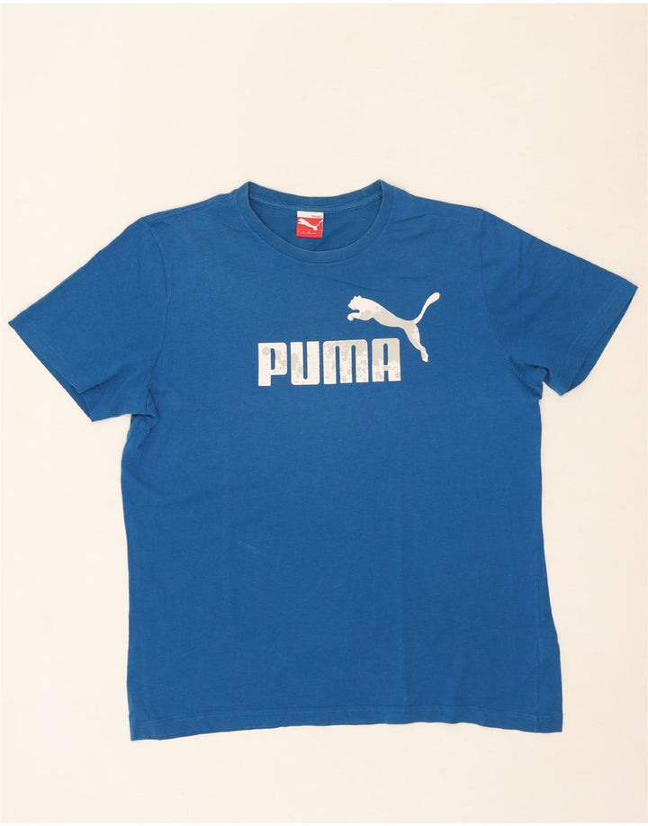 PUMA Mens Graphic T-Shirt Top Large Blue Cotton Vintage Puma and Second-Hand Puma from Messina Hembry 