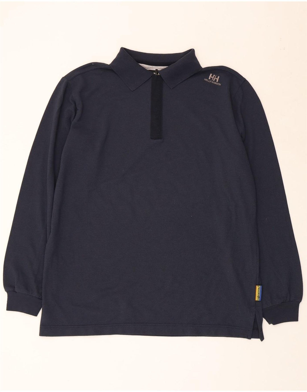 HELLY HANSEN Muška polo majica s dugim rukavima i izrezom, srednje tamnoplavi pamuk