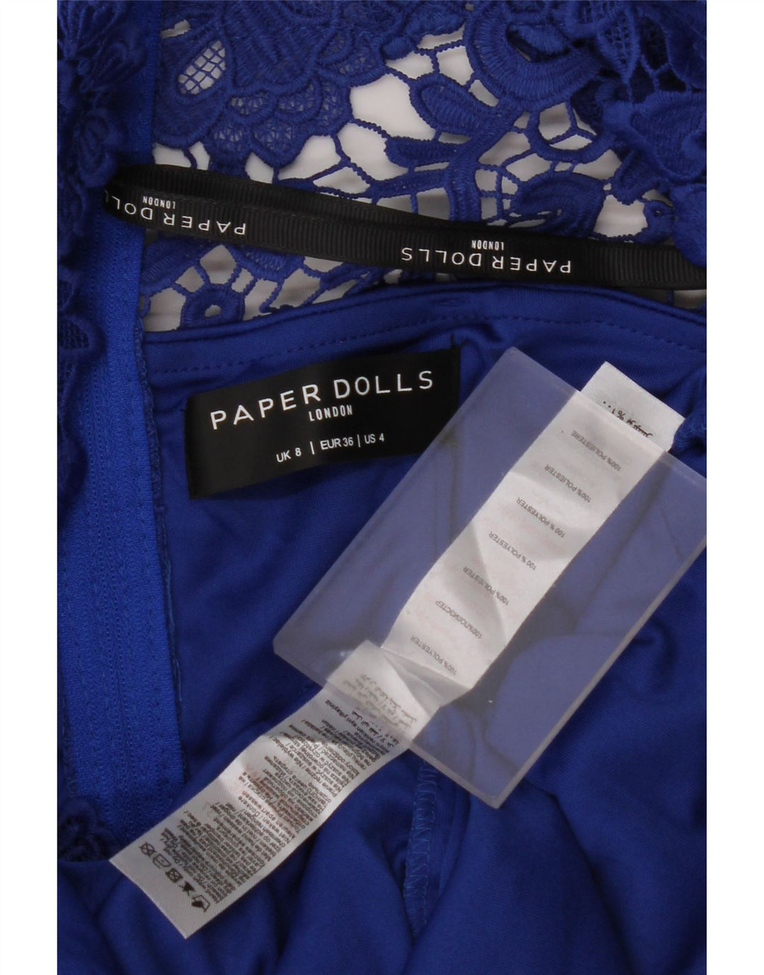 PAPER DOLLS Ženska haljina s otvorenim ramenima UK 8 Mali plavi cvjetni poliester