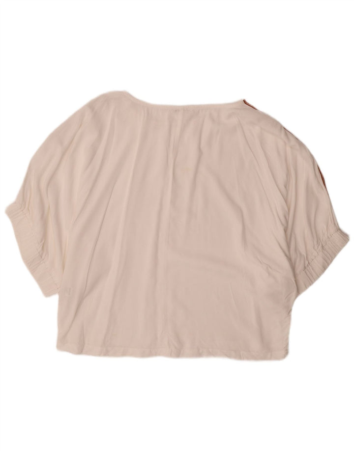 BENETTON gornji dio ženske prevelike bluze UK 10 Small off white viskoza