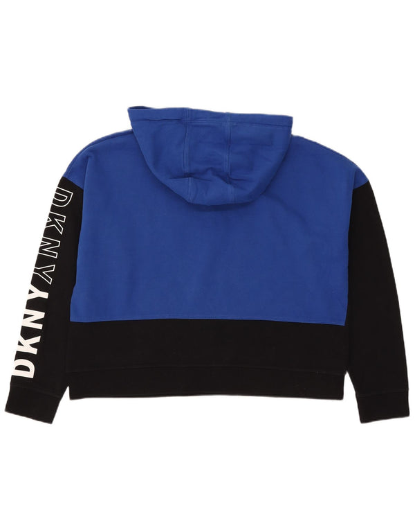Dkny Ženska skraćena majica s kapuljačom s kapuljačom UK 16 Large Blue Colourblock