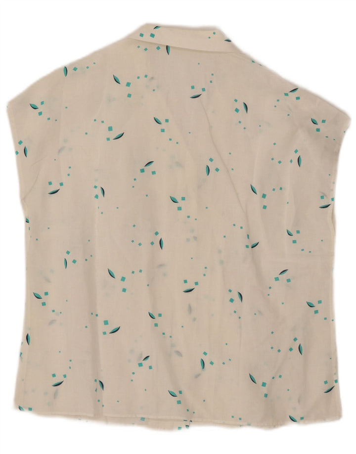 VINTAGE Ženska košulja bez rukava UK 12 srednje bijele geometrije