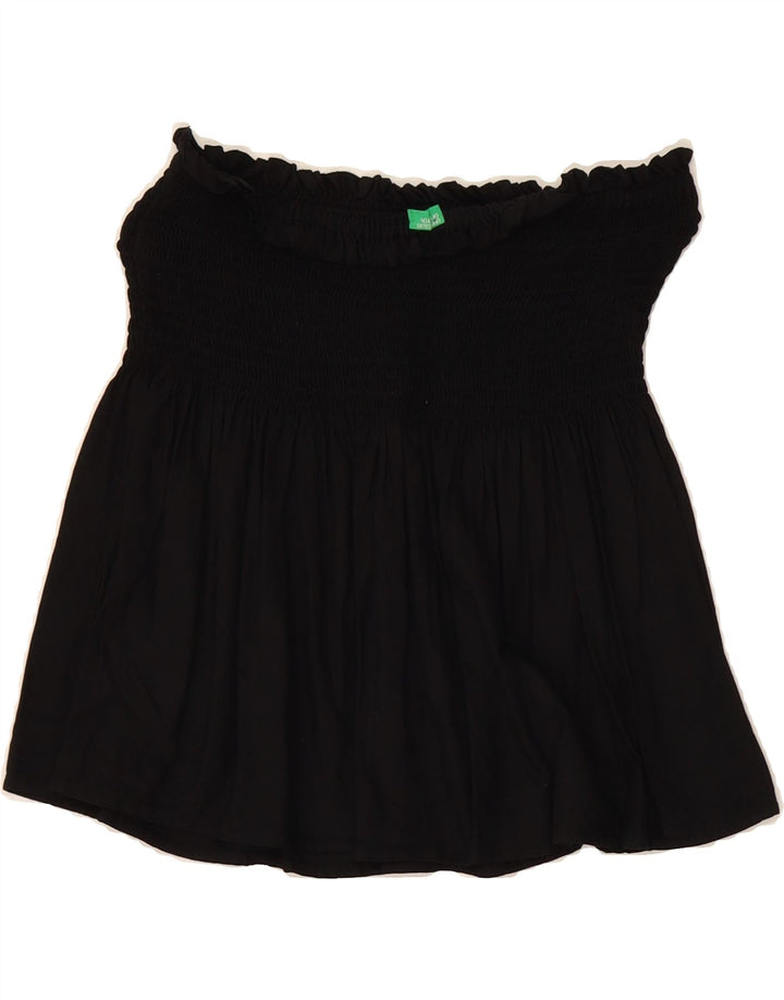 BENETTON Womens Off Shoulder Top UK 12 Medium Black Viscose Vintage Benetton and Second-Hand Benetton from Messina Hembry 