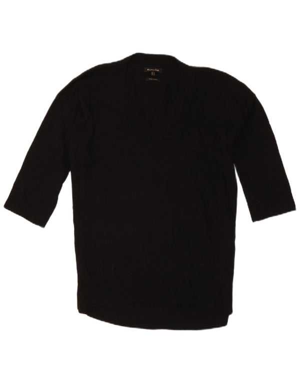 Massimo Dutti Ženski džemper s V-izrezom 3/4 rukava UK 10 Mali crni