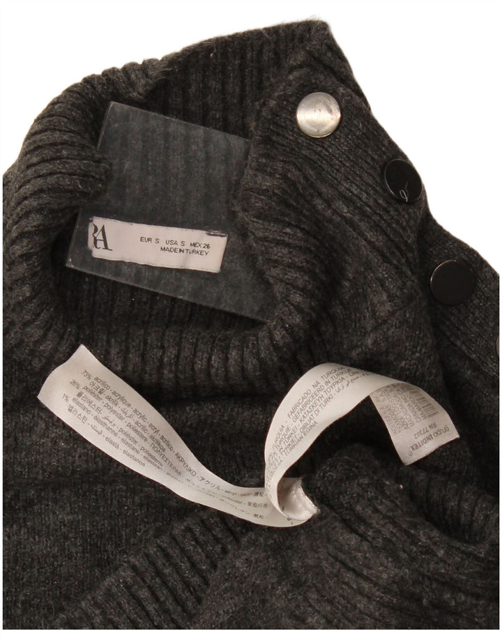 Zara ženski pulover s dugmadima i ovratnikom UK 10 Small Grey