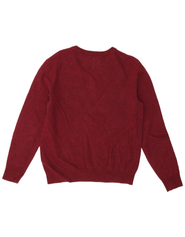 Gant ženski džemper s V-izrezom UK 14 Large Burgundy Lambswool
