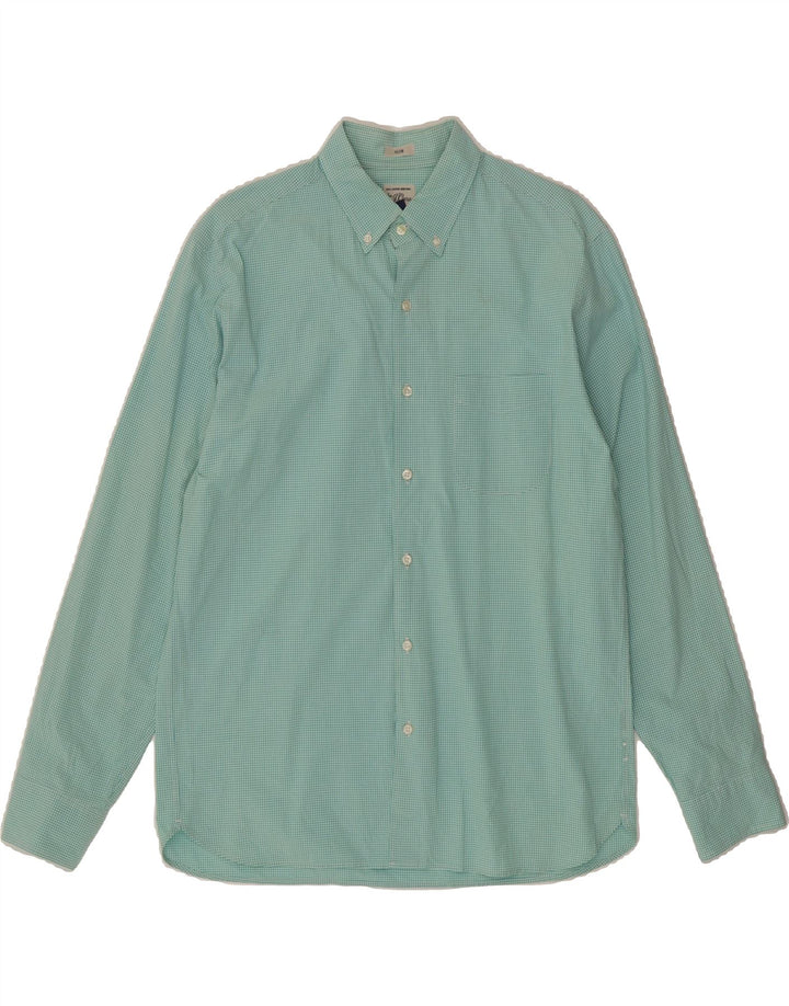 J. CREW Mens Slim Shirt Large Turquoise Gingham Vintage J. Crew and Second-Hand J. Crew from Messina Hembry 