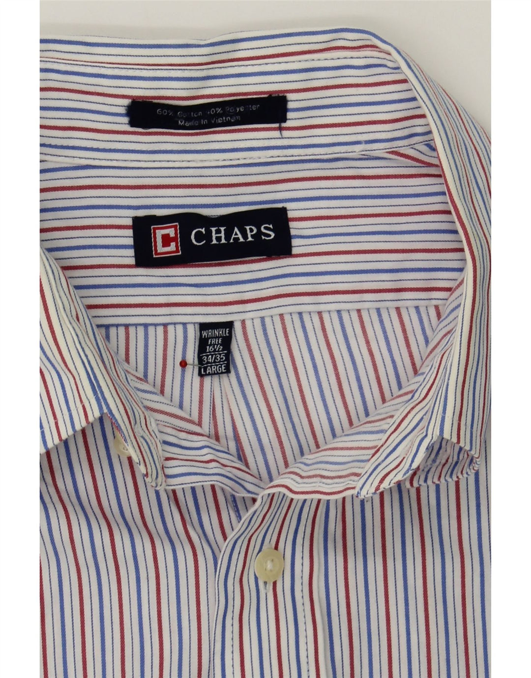 CHAPS Mens Shirt Size 16 1/2 Large Multicoloured Pinstripe Cotton Vintage Chaps and Second-Hand Chaps from Messina Hembry 
