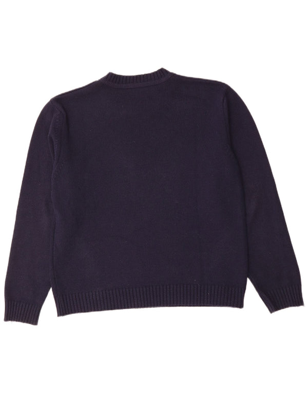 Vintage muški džemper s okruglim izrezom IT 56 2XL tamnoplavi pamuk