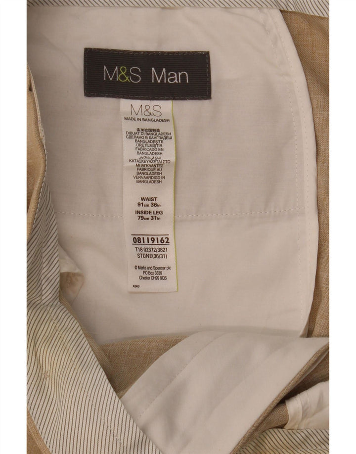 MARKS & SPENCER Muške hlače ravnog odijela W36 L31 Bež poliester
