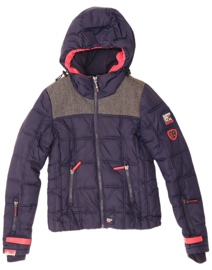 Superdry ženska prevelika skijaška jakna s kapuljačom UK 6 XS tamnoplavi poliester