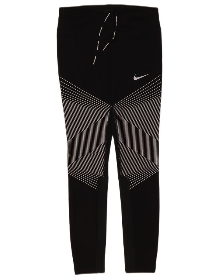 NIKE Ženske Dri Fit Leggings UK 10 Male crne pruge od poliestera