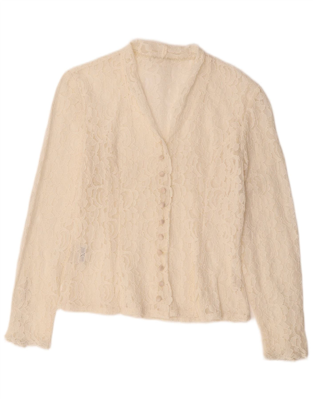 Vintage ženska košulja bluza UK 12 Srednje bijela cvjetna
