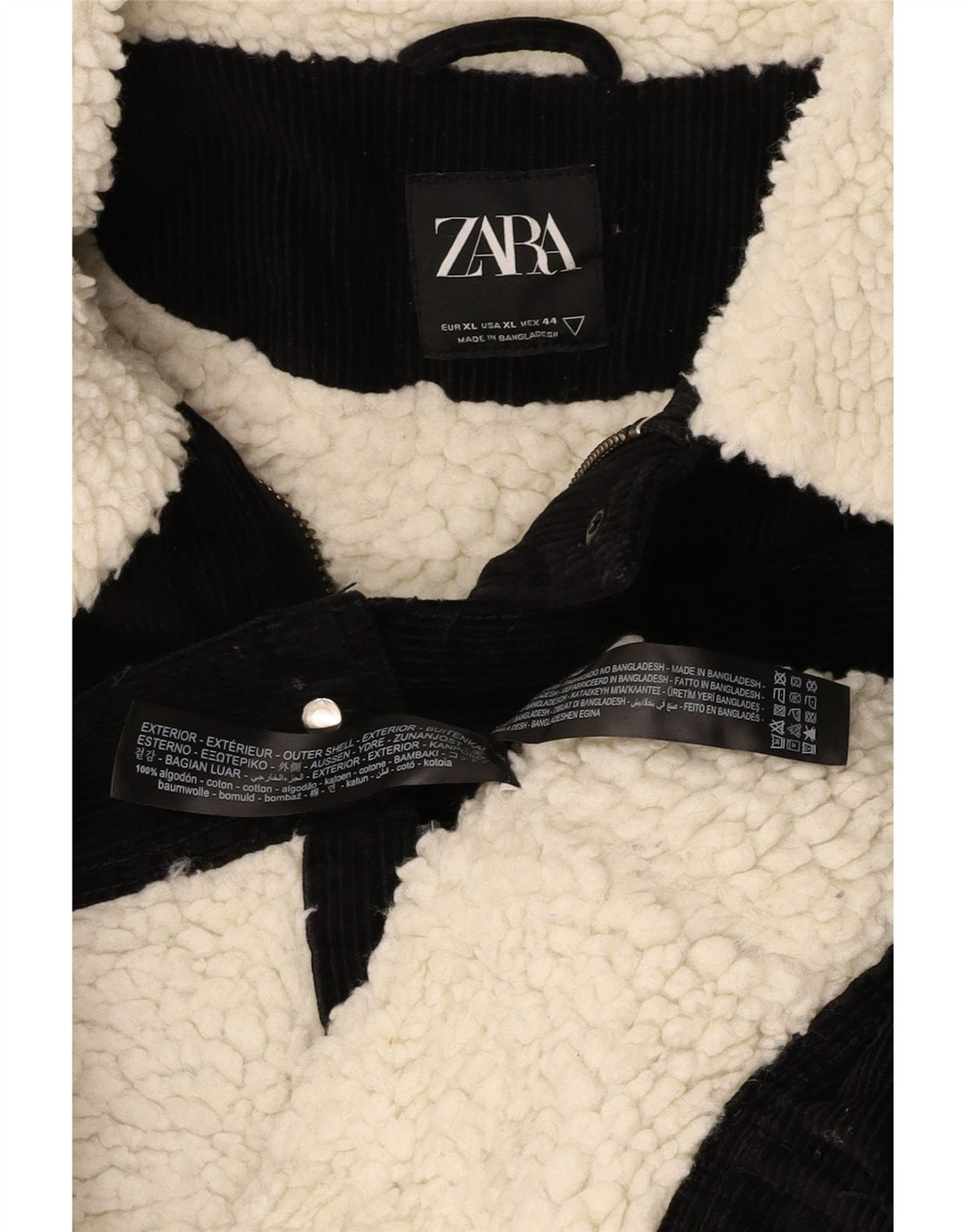 ZARA muška Sherpa jakna od samta UK 42 XL crni pamuk u boji