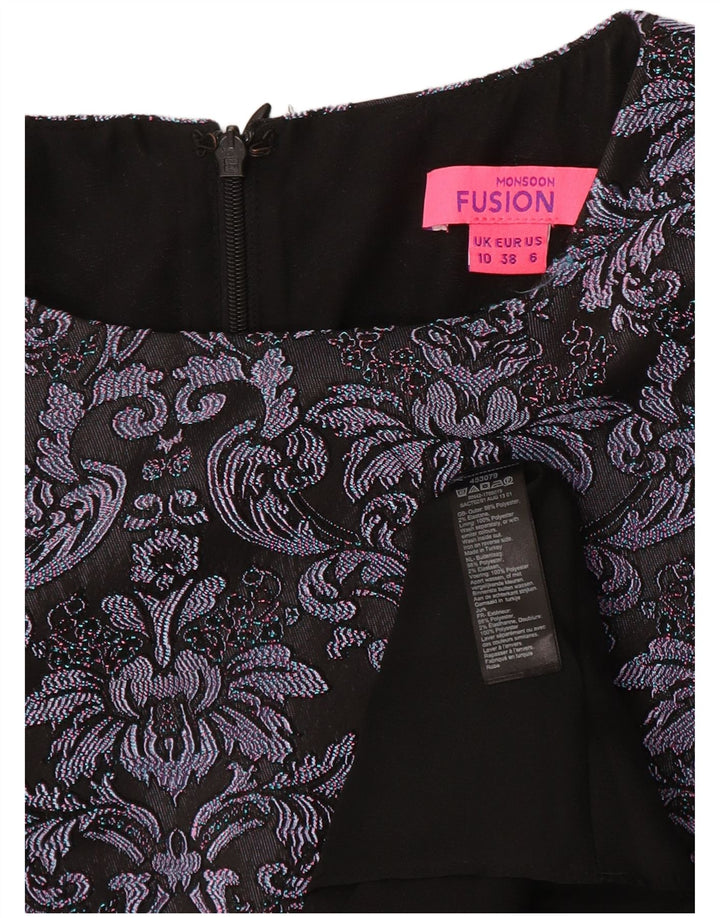 Monsoon ženska haljina A-kroja UK 10 Mali sivi poliester s paisley motivima