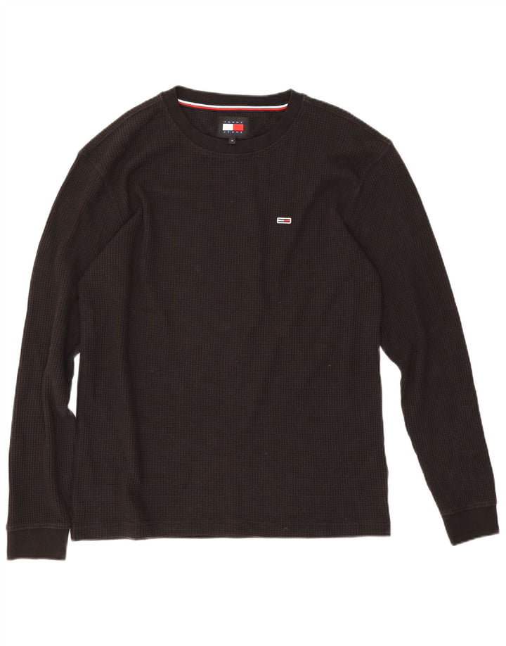 Tommy Hilfiger muška majica dugih rukava srednje crne pamučne boje