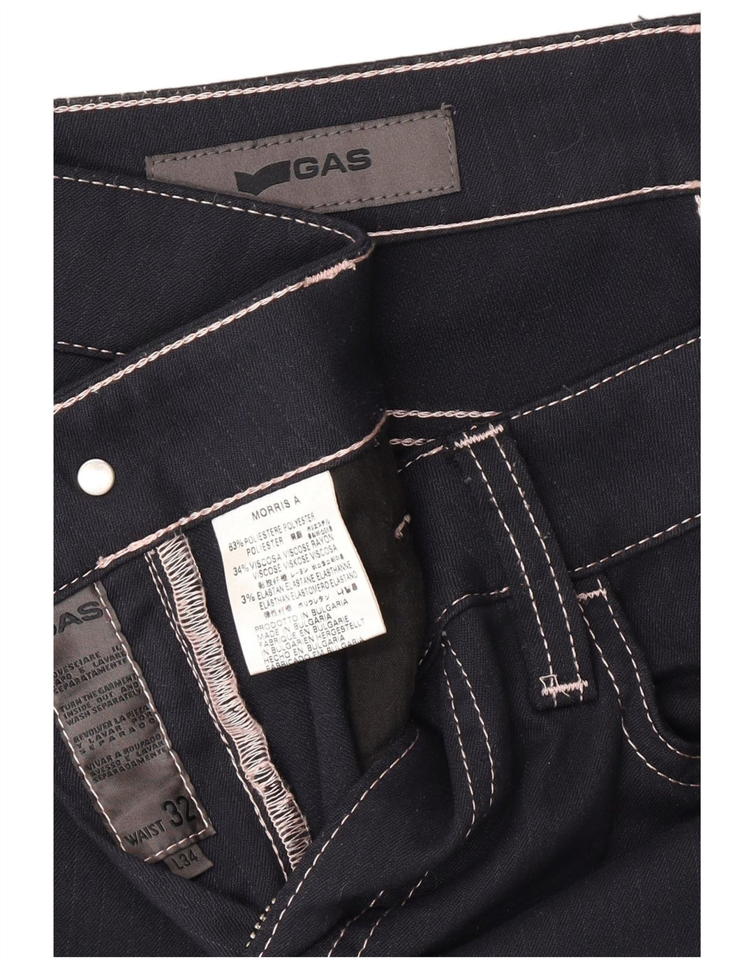 GAS Ženske ravne ležerne hlače W32 L26 tamnoplavi poliester