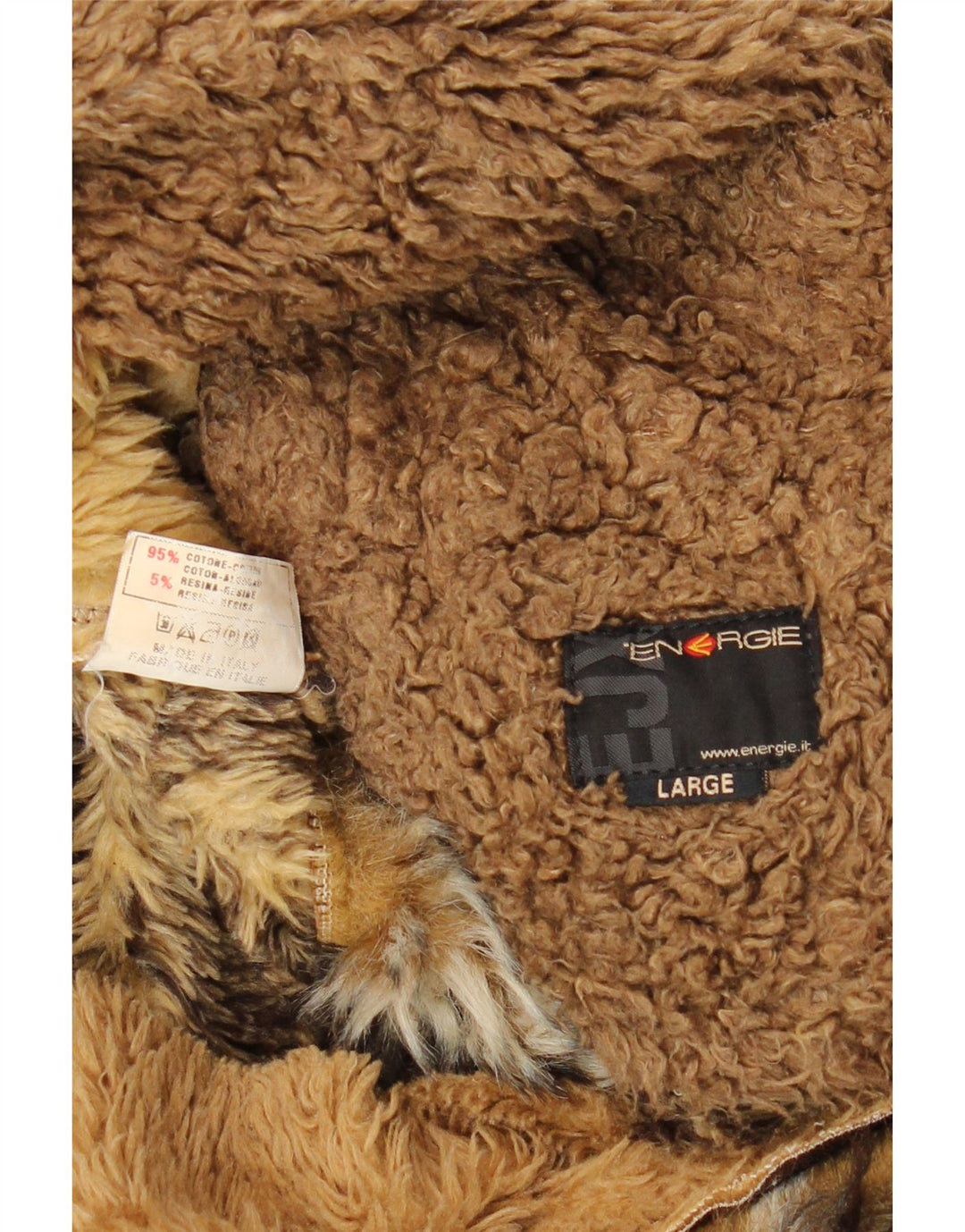 ENERGIE Muška šerpa jakna UK 40 Large Brown Patchwork Pamuk