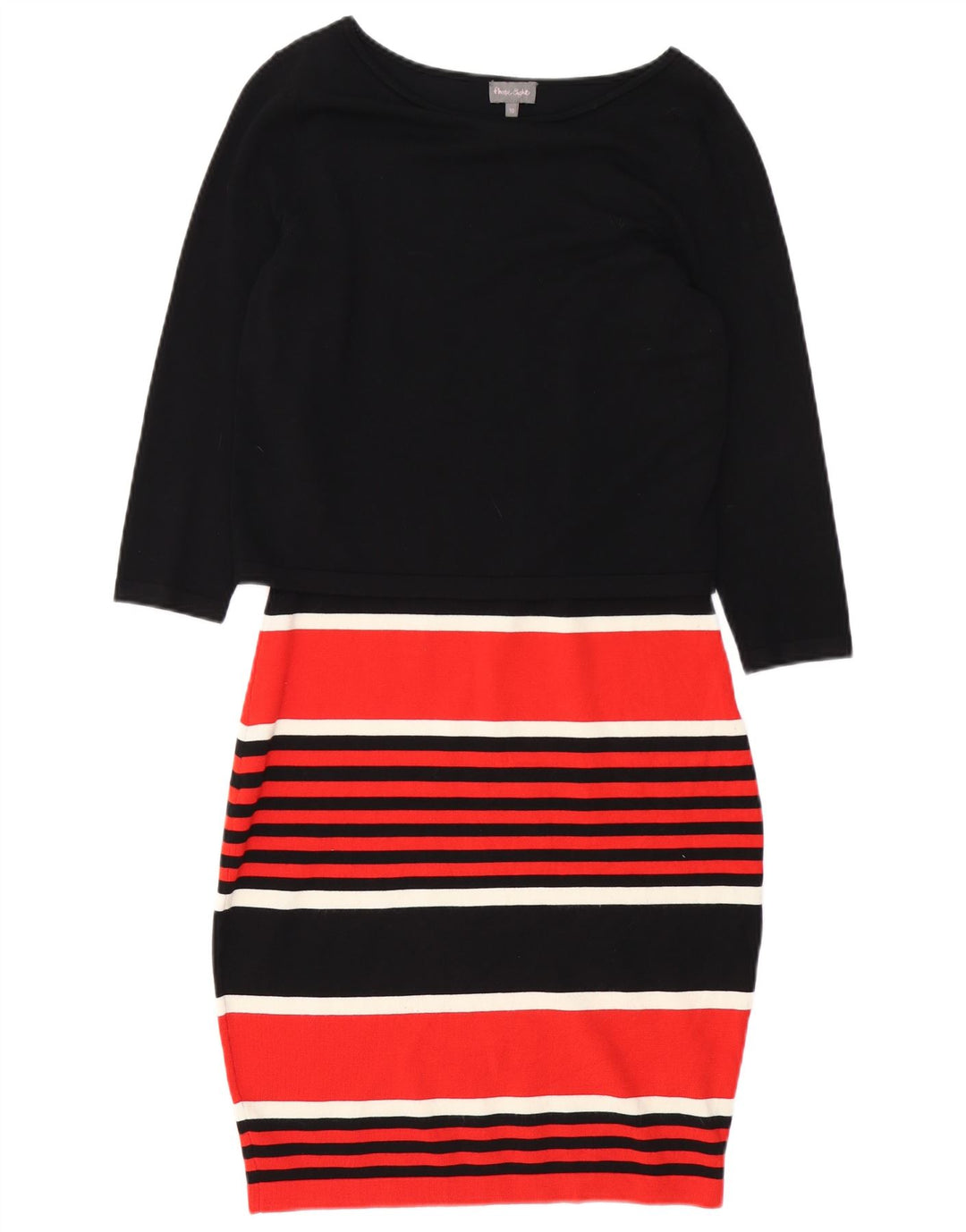 PHASE EIGHT Ženska džemper haljina 3/4 rukava UK 10 Mala crna na pruge