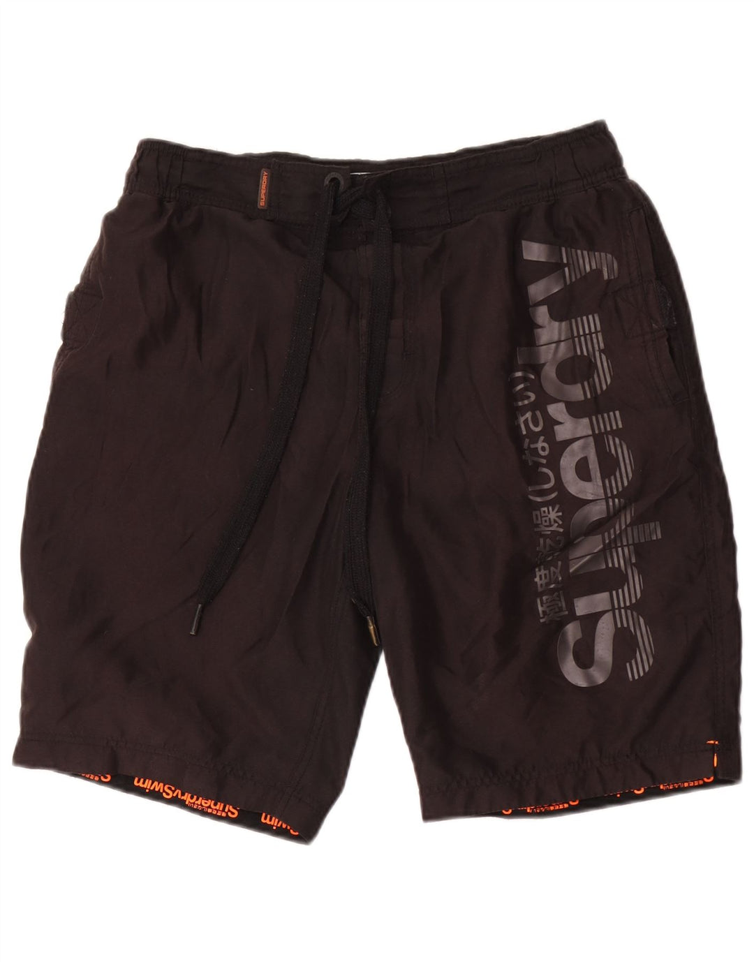 Superdry muške kratke hlače za kupanje s grafičkim motivima, srednji crni poliester