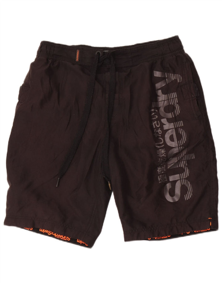Superdry muške kratke hlače za kupanje s grafičkim motivima, srednji crni poliester