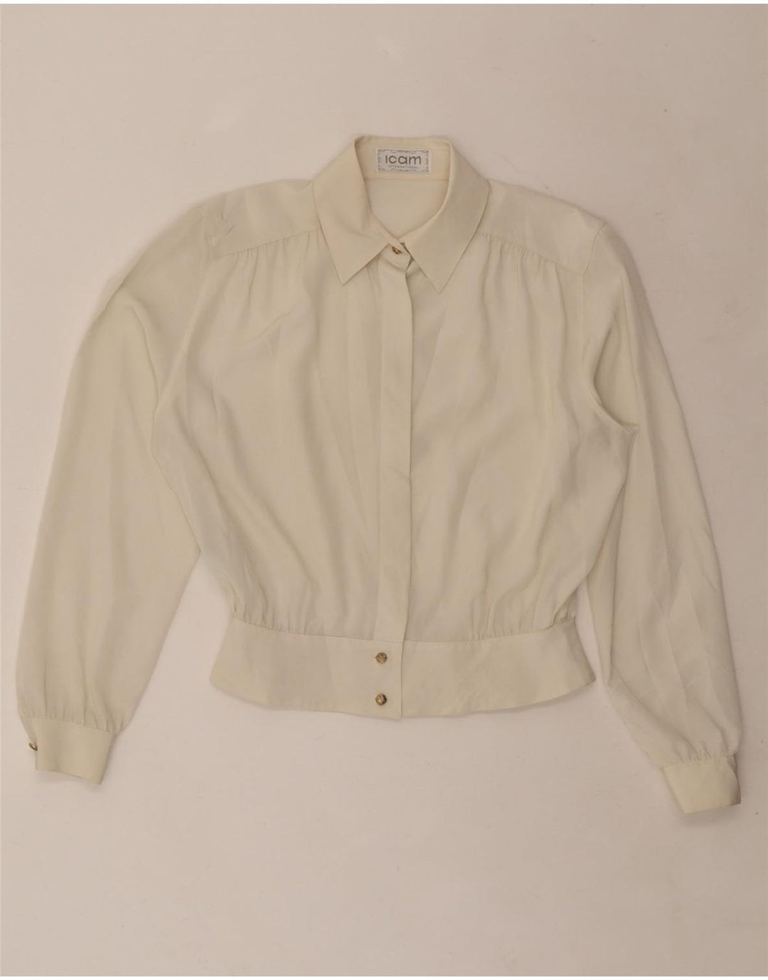 ICAM Womens Crop Shirt Blouse IT 44 Medium White Polyester