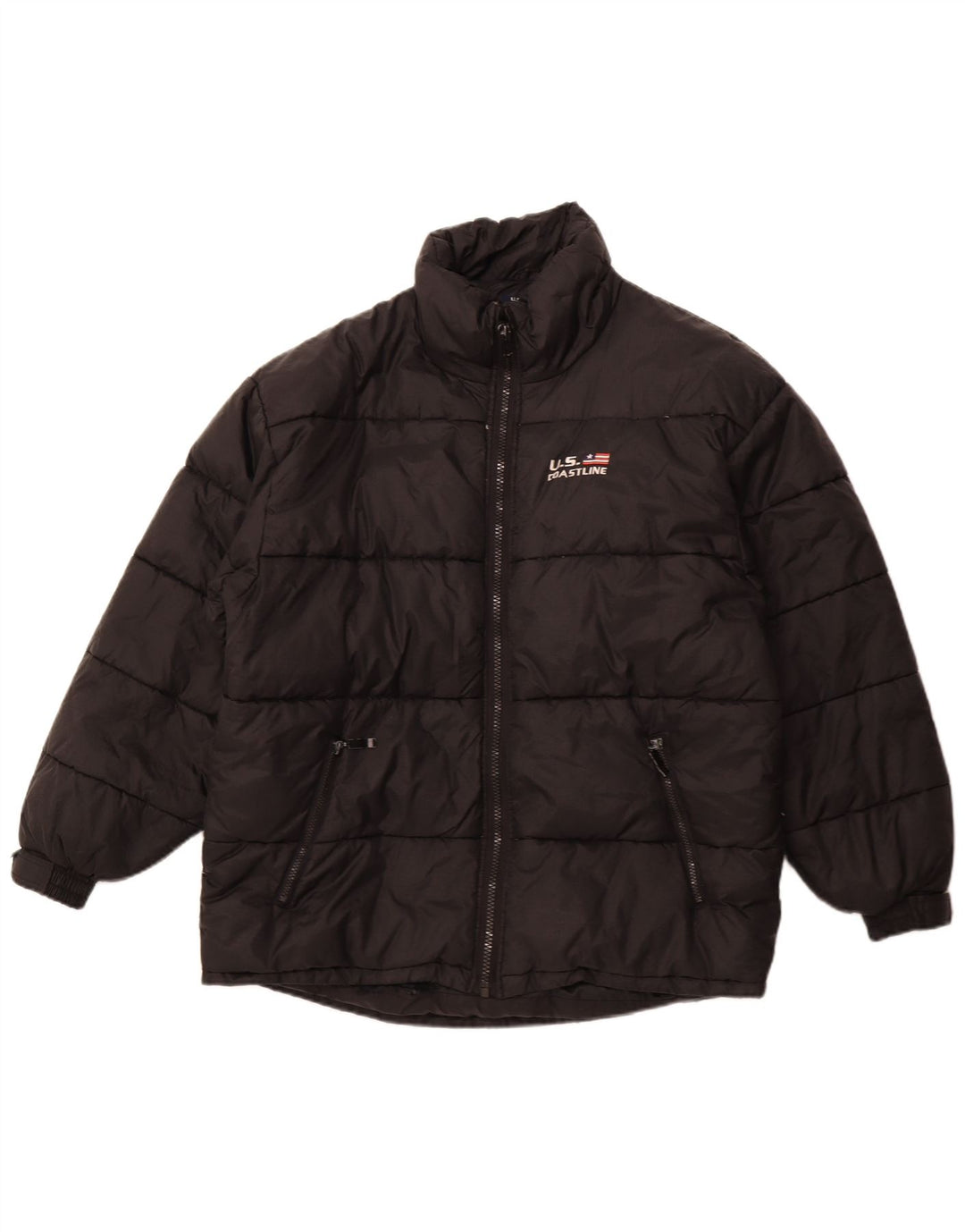 Vintage muška podstavljena jakna UK 42 XL crni poliester